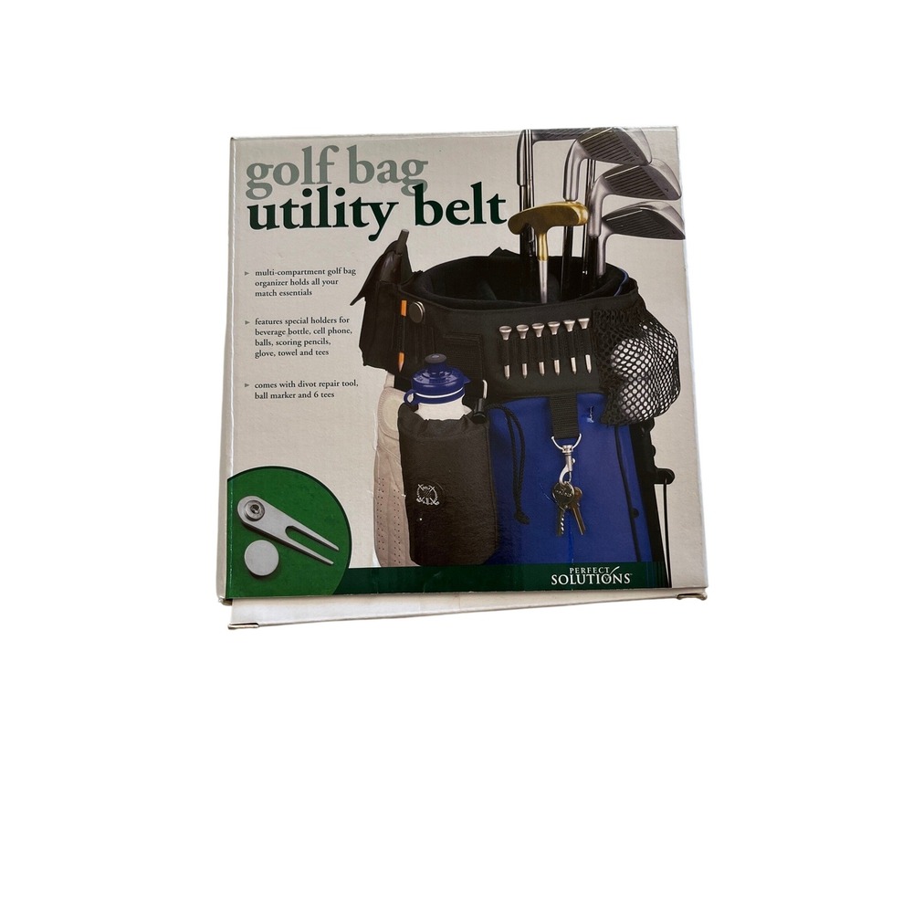 Perfect Solutions Golf Bag Utility Belt Organizer with Divot Tool and Tees Black